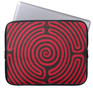 Schwarzer Zirkel Labyrinth (Rot) Kunst und Kunst Laptopschutzhülle