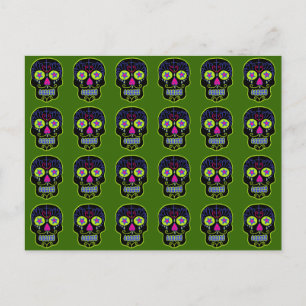 Schwarzer Zucker-Schädel Postkarte