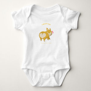 SchwarzerHintergrund Corgi HundCartoon Valentinsta Baby Strampler