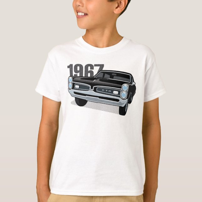 Schwarzes 1967 Pontiacs GTO T-Shirt (Vorderseite)
