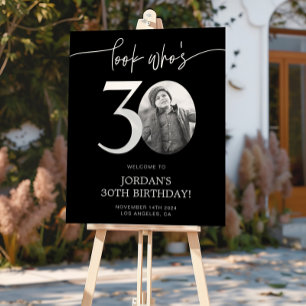 Schwarzes 30. Geburtstag Begrüßungszeichen Schau Poster