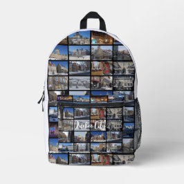 Schwarzes 36-Foto-Collage-Raster-Reise-Custom Bedruckter Rucksack