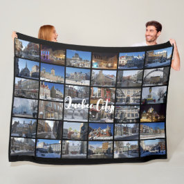 Schwarzes 36-Foto-Collagen-Raster-Reise-Custom Fleecedecke