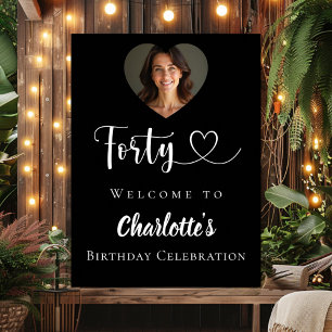 Schwarzes 40. Geburtstag Party Foto Herzlich willk Poster