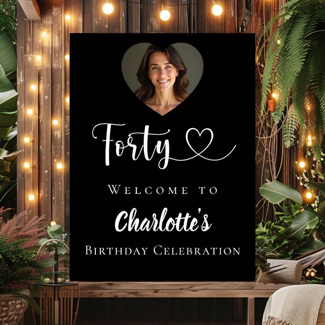 Schwarzes 40. Geburtstag Party Foto Herzlich willk Poster (Von Creator hochgeladen)