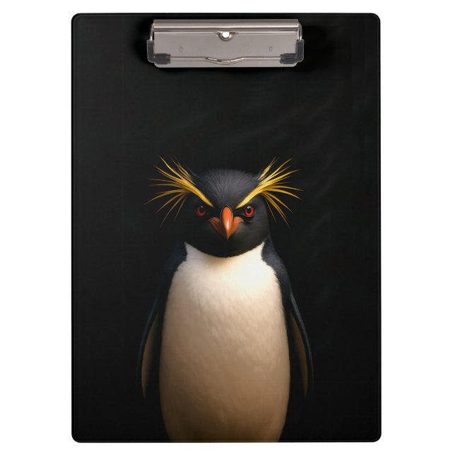 Schwarzes 4 Luxe-Clipboard, Felsenpinguin Klemmbrett (Vorderseite)