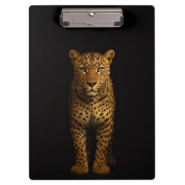 Schwarzes 4 Luxe-Clipboard, Majestätischer Leopard Klemmbrett (Vorderseite)