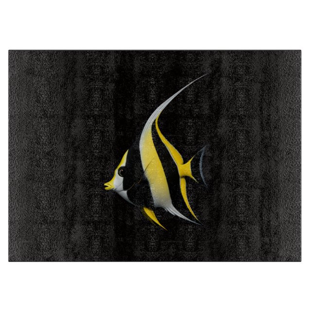 Schwarzes 4 Luxe Glas-Board Moorish Idol Schneidebrett (Vorderseite)