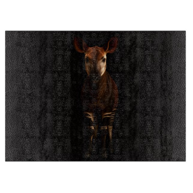 Schwarzes 4 Luxe Glas-Schneidbrett Forest Okapi Schneidebrett (Vorderseite)