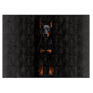 Schwarzes 4 Luxe Glas-Schneidbrett Guardian Doberm Schneidebrett