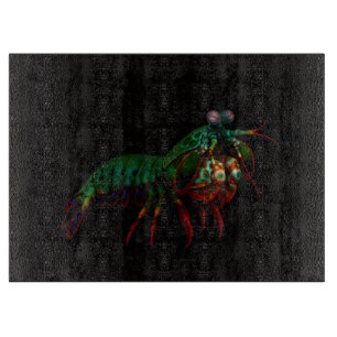 Schwarzes 4 Luxe Glas-Schneidbrett Mantis Shrimp Schneidebrett