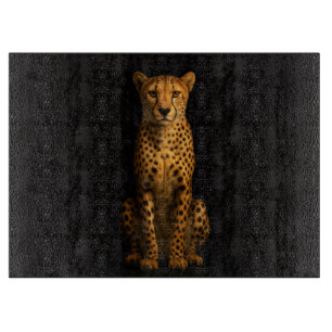 Schwarzes 4 Luxe Glas-Schneidbrett Sleek Cheetah Schneidebrett