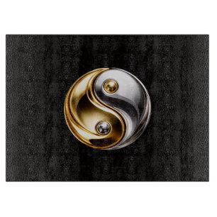 Schwarzes 4 Luxe Glasboard Harmony Yin Yang Schneidebrett