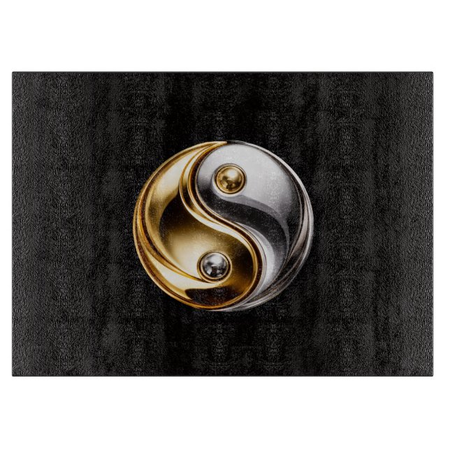 Schwarzes 4 Luxe Glasboard Harmony Yin Yang Schneidebrett (Vorderseite)