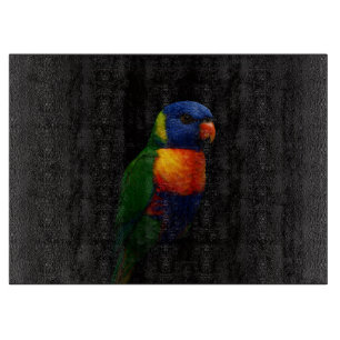 Schwarzes 4 Luxe Glasboard Regenbogenlori-Papagei Schneidebrett