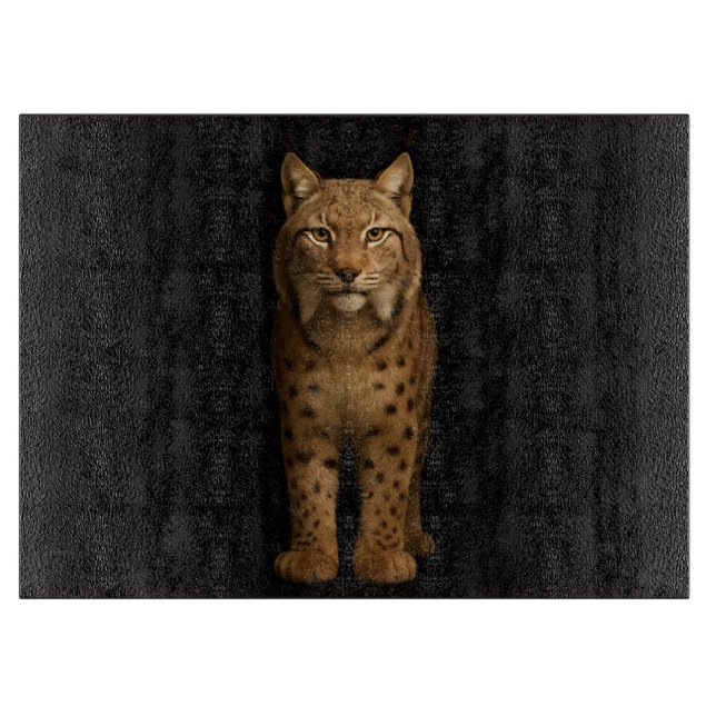 Schwarzes 4 Luxe Glasboard Silent Lynx Schneidebrett (Vorderseite)