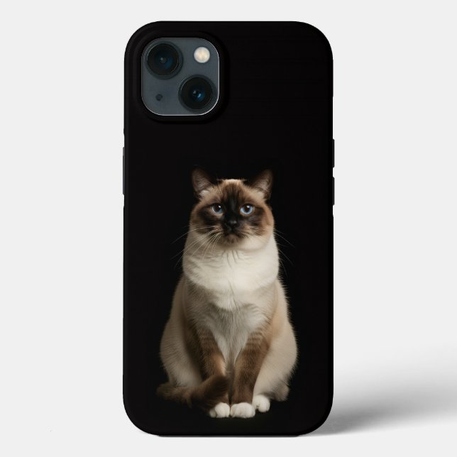 Schwarzes 4 Luxe iPhone 13, Birma-Katze Case-Mate iPhone Hülle (Rückseite)