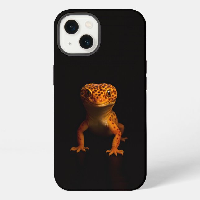 Schwarzes 4 Luxe iPhone 13 Case, Leopardgecko Hülle (Rückseite)