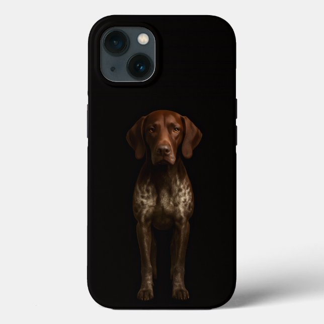 Schwarzes 4 Luxe iPhone 13, Deutscher Pointer Hund Case-Mate iPhone Hülle (Rückseite)