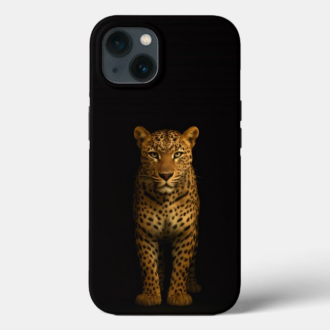 Schwarzes 4 Luxe iPhone 13, Majestätischer Leopard Case-Mate iPhone Hülle (Rückseite)