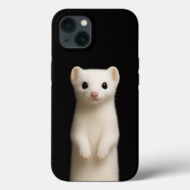 Schwarzes 4 Luxe iPhone 13, stilvolles Hermelin Case-Mate iPhone Hülle (Rückseite)