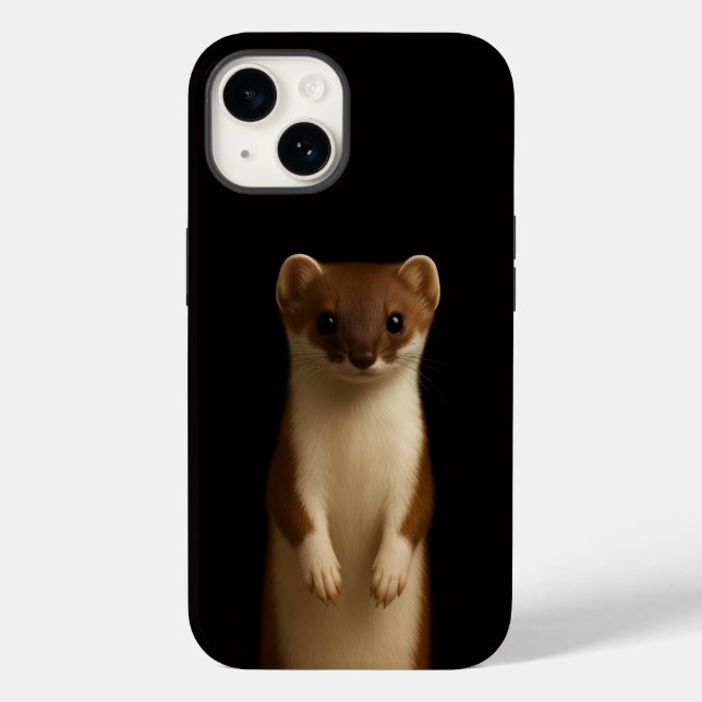 Schwarzes 4 Luxe iPhone 14 Case, Elegantes Wiesel Case-Mate iPhone Hülle (Rückseite)