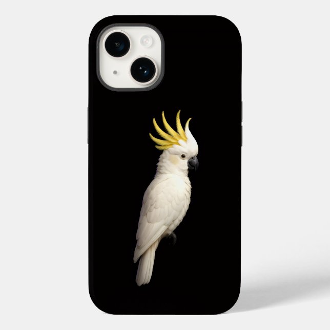 Schwarzes 4 Luxe iPhone 14 Case-Mate, Hauben-Kakad Case-Mate iPhone Hülle (Rückseite)