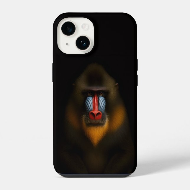 Schwarzes 4 Luxe iPhone 14 Case-Mate, Mandrillaffe Hülle (Rückseite)
