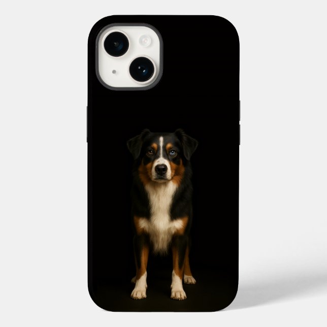 Schwarzes 4 Luxe iPhone 14 Mate, Aussie Shepherd Case-Mate iPhone Hülle (Rückseite)