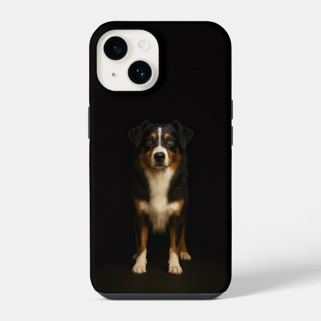Schwarzes 4 Luxe iPhone 14 Mate, Aussie Shepherd Hülle (Rückseite)