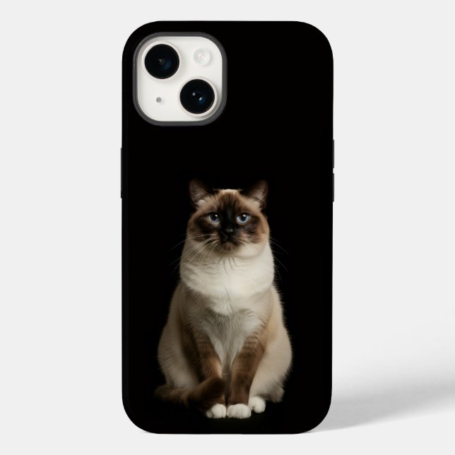 Schwarzes 4 Luxe iPhone 14 Mate, Birmanische Katze Case-Mate iPhone Hülle (Rückseite)