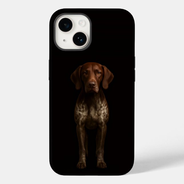 Schwarzes 4 Luxe iPhone 14 Mate, Deutscher Pointer Case-Mate iPhone Hülle (Rückseite)
