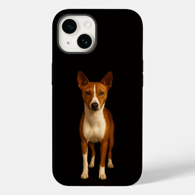 Schwarzes 4 Luxe iPhone 14 Mate, eleganter Basenji Case-Mate iPhone Hülle (Rückseite)