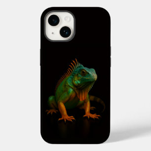 Schwarzes 4 Luxe iPhone 14 Mate, Grüner Leguan Case-Mate iPhone 14 Hülle