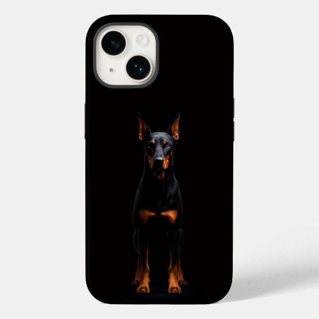 Schwarzes 4 Luxe iPhone 14 Mate, Guardian Doberman Case-Mate iPhone Hülle (Rückseite)