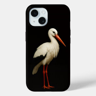 Schwarzes 4 Luxe iPhone 15 Case, Anmutiger Storch Case-Mate iPhone Hülle