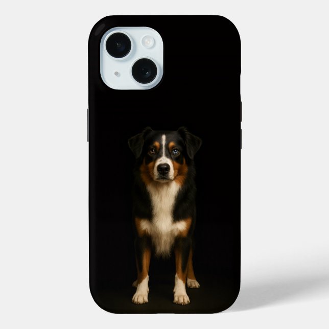 Schwarzes 4 Luxe iPhone 15 Case, Aussie Shepherd Case-Mate iPhone Hülle (Rückseite)