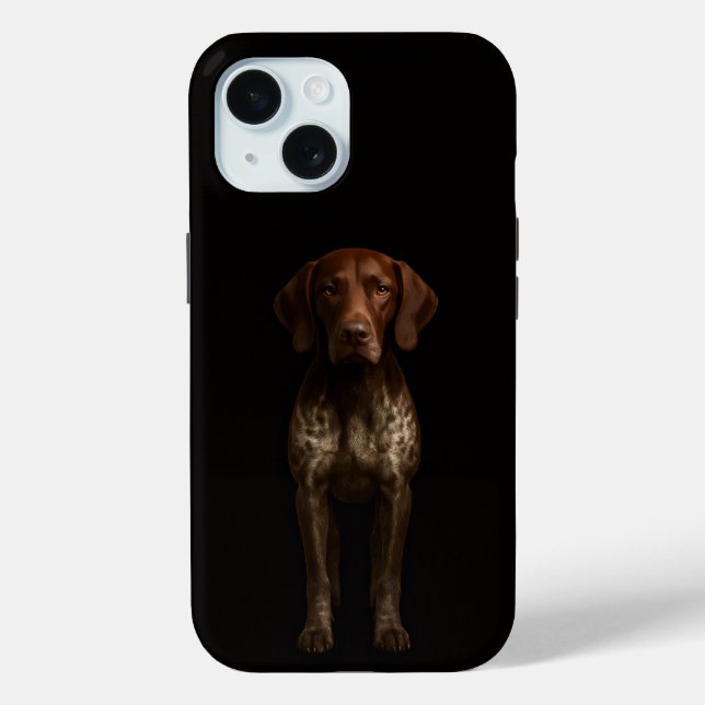 Schwarzes 4 Luxe iPhone 15 Case, Deutscher Pointer Case-Mate iPhone Hülle (Rückseite)