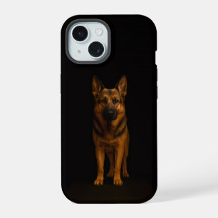Schwarzes 4 Luxe iPhone 15 Case, Deutscher Schäfer Hülle