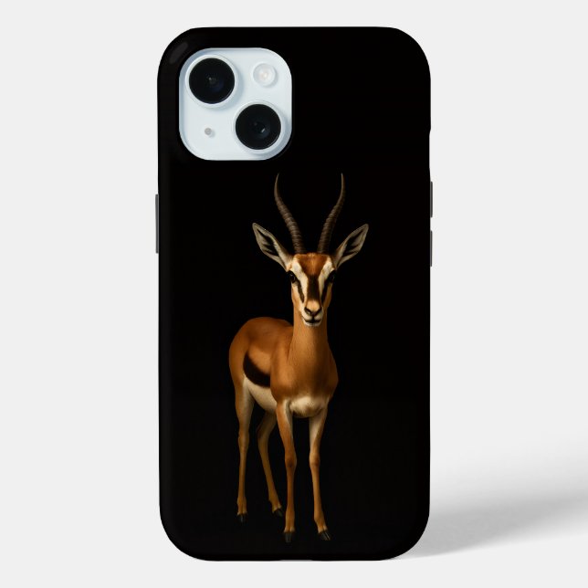 Schwarzes 4 Luxe iPhone 15 Case, Elegante Gazella Case-Mate iPhone Hülle (Rückseite)