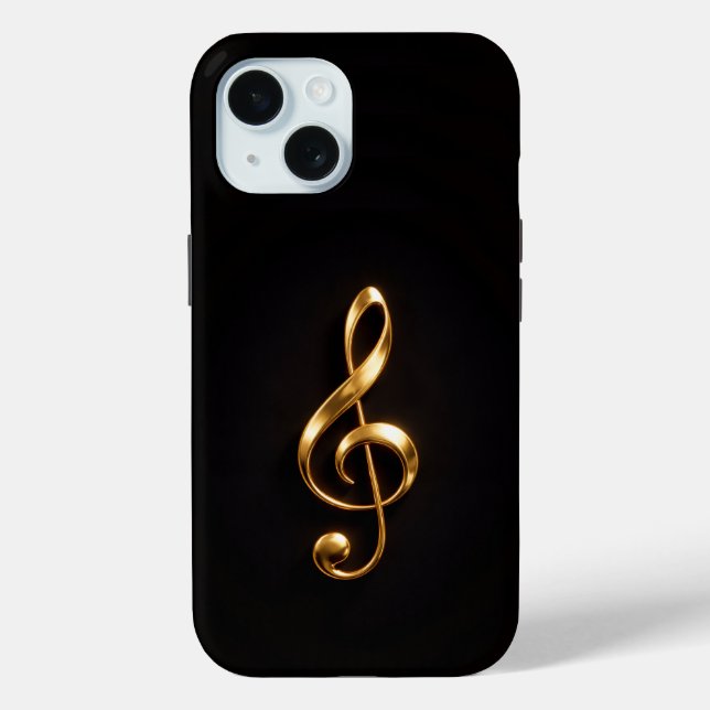 Schwarzes 4 Luxe iPhone 15 Case, Goldener Violinsc Case-Mate iPhone Hülle (Rückseite)