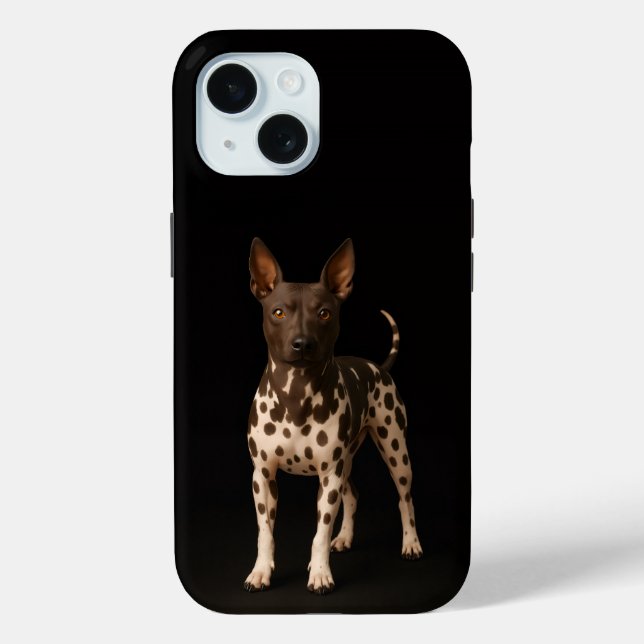 Schwarzes 4 Luxe iPhone 15 Case, haarloser Terrier Case-Mate iPhone Hülle (Rückseite)