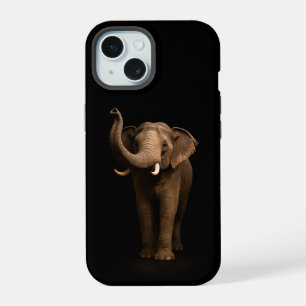 Schwarzes 4 Luxe iPhone 15 Case, Mächtiger Elefant Hülle