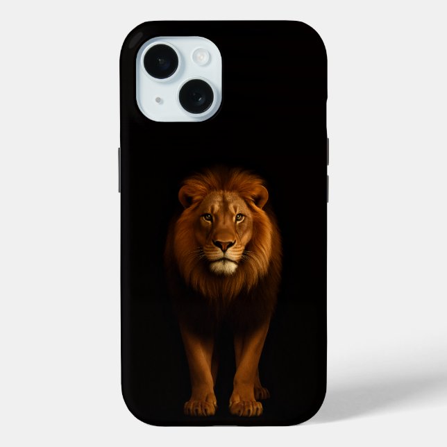 Schwarzes 4 Luxe iPhone 15 Case, Majestätischer Lö Case-Mate iPhone Hülle (Rückseite)
