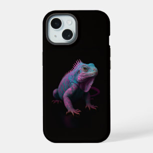 Schwarzes 4 Luxe iPhone 15 Case-Mate, Rosa Leguan Hülle