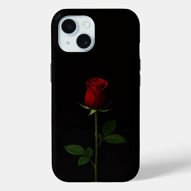 Schwarzes 4 Luxe iPhone 15 Case, Samtrote Rose Case-Mate iPhone Hülle (Rückseite)