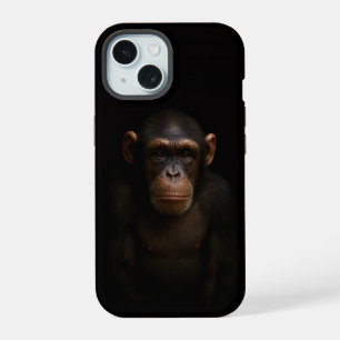 Schwarzes 4 Luxe iPhone 15 Case, Serene Schimpanse Hülle