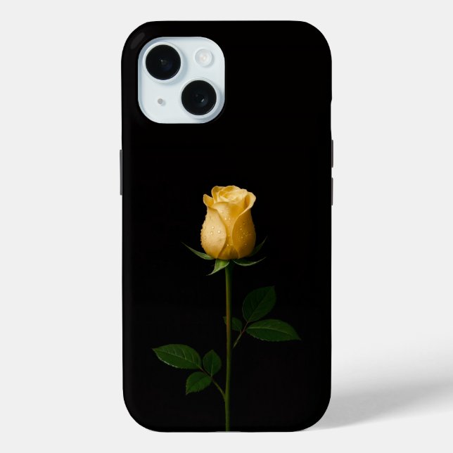 Schwarzes 4 Luxe iPhone 15 Case, sonnengelbe Rose Case-Mate iPhone Hülle (Rückseite)