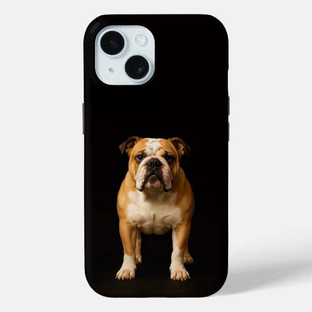 Schwarzes 4 Luxe iPhone 15 Case, Stamina Bulldog Case-Mate iPhone Hülle (Rückseite)