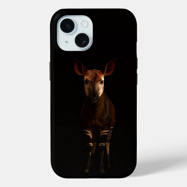 Schwarzes 4 Luxe iPhone 15 Case, Wald Okapi Case-Mate iPhone Hülle (Rückseite)